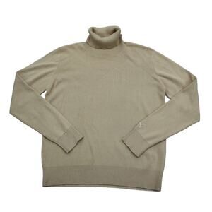 Puma Sweater Womens L Beige Knit Turtleneck Classic Fitted Sleeve